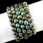 AD Beads Natural Gemstone Round Beads Stretch Bracelet Healing Reiki 10mm (African Turquoise) - color: African Turquoise