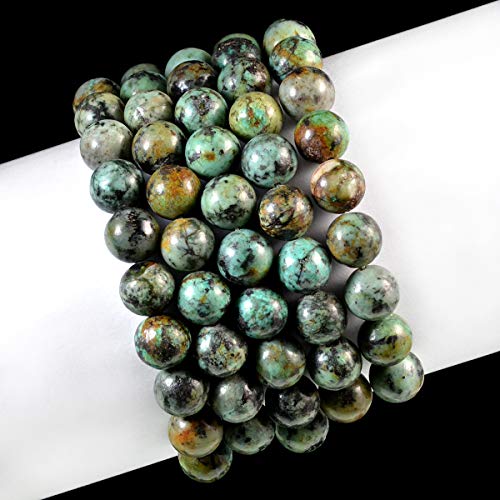 AD Beads Natural Gemstone Round Beads Stretch Bracelet Healing Reiki 10mm (African Turquoise) - color: African Turquoise