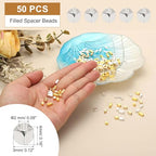 PATIKIL 4x4mm Filled Spacer Beads, 50Pcs Metal Smooth Faceted Tube Tiny Loose Beads for Bracelet Jewelry Making Necklace DIY, Silver - color: Silver, size: 4x4mm