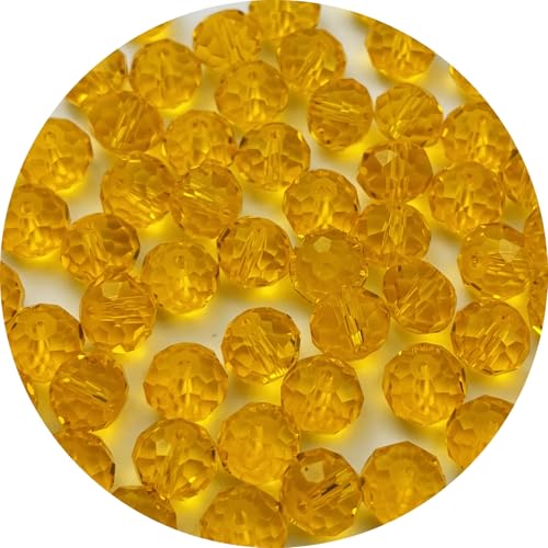 600pcs 3mm Crystal Glass Beads for Jewelry Making, Faceted Rondelle Glass Spacer Beads for Wind Chimes Bracelet Earring Necklace DIY Craft(Gold Yellow) - color: Gold Yellow, size: 3mm