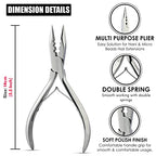 Pro Hair Extension Tools Mini 3 Holes Silicone Micro Beads & Nano Rings Hair Extensions Opener & Remover Pliers Hair Tinsel Feathers Fitting Plier Micro Bead Crimping Plier (Mirror Polish Soft)
