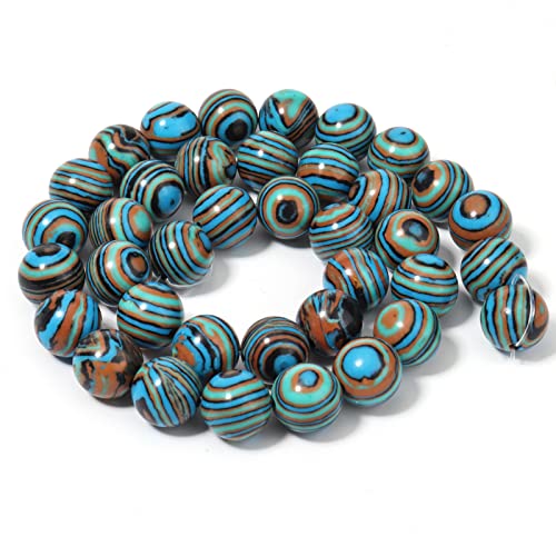 35pcs 10mm Natural Stone Beads Blue Malachite Beads Energy Crystal Healing Power Gemstone for Jewelry Making, DIY Bracelet Necklace - color: Blue Malachite, size: 10mm