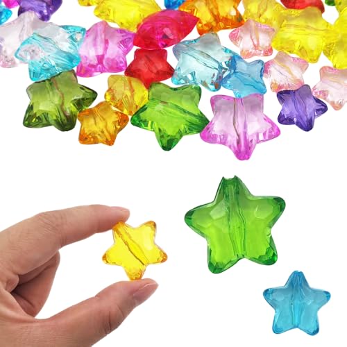 INSPIRELLE 70 Pieces Acrylic Large Star Beads 2 Sizes Transparent Spacer Beads for Jewelry Craft Making - color: 70x Large Transparent Stars