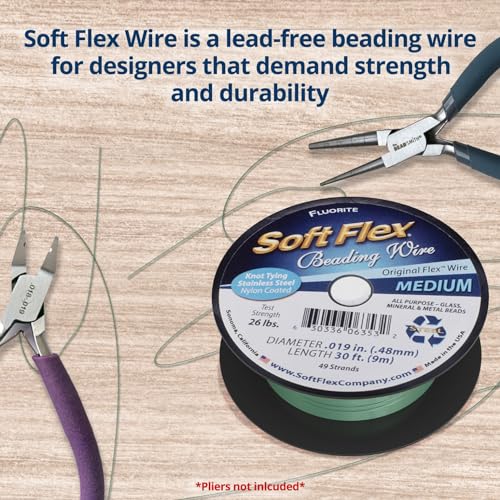 Soft Flex 49 Strand Beading Wire - Medium 0.19 Diameter - 30 Feet Nylon Design Wire - style: Fluorite