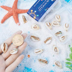 SUNNYCLUE 1 Box 20Pcs Seashell Charms Shell Charms Sea Shells Sea Shell Charms Bulk Natural Cowrie Shell Charms Summer Hawaii Gold Electroplated Shell Charm for Jewelry Making DIY Craft Supplies - color: 1 Box 20Pcs Gold Cowrie Shell Charms
