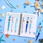 Colarr 24 Sets Plastic Beadable Pens DIY Pens Making Kit Assorted Wood Beads Crystal Spacer Black Ink Ballpoint for Women Crafts Office Family Gifts(Sea Animals) - style: Sea Animals