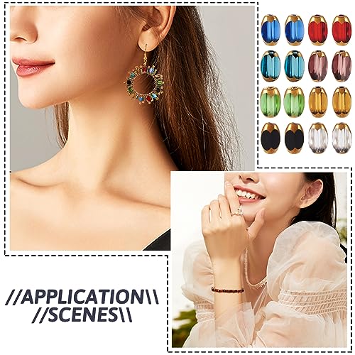 80Pcs Electroplate Glass Beads with Golden Edge, Colorful Oval Crystal Loose Spacer Beads for DIY Bracelet, Earring Jewelry Making Crafts - color: Oval