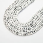 100Pcs Natural Stone Beads 6mm White Howlite Round Gemstone Loose Beads with Elastic Bracelet String for Bracelets Necklace Jewelry Making - color: White Howlite, size: 6mm
