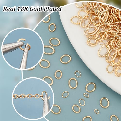UNICRAFTALE 500Pcs 5 Sizes 18K Gold Plated Oval Stainless Steel Open Jump Rings for Jewelry Making DIY Craft Earring Bracelet Pendant Choker Making and Key Ring Chain - size: 2/3/4/5/6mm