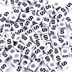 500Pcs White Square Letter Beads S 6X6mm Individual Cube Alphabet Beads for Friendship Bracelets Making - color: Square - S