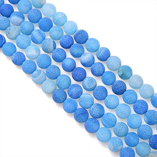 Natural Gemstone Loose Beads Matte Approxi 15.5 inch DIY Bracelet Necklace for Jewelry Making (8mm, B07JFMWHGV) - color: Blue Frosted Agate, size: 8mm