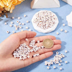 FASHEWELRY 500Pcs White Golden Letter Beads 4.5mm Square Alphabet Beads Acrylic Cube Letter U Beads for Friendship Bracelet Necklace Keychains Jewelry Making - color: Letter U