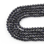 4mm 90pcs Natural Blue Sandstone Stone Beads, Songxi Small Faceted Round Loose Gemstone for Jewelry Making, DIY Art and Craft, Bracelet Necklace (1 Strand) - color: Blue Sandstone, size: 3.7-4.2mm