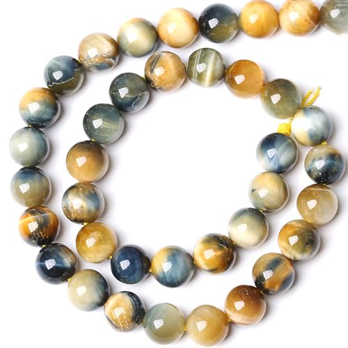 12MM Dream Blue Tiger Eye Stone Beads Natural Gemstone Round Loose Beads for Jewelry Making Bracelet Necklace 32pcs 15" - color: Dream Blue Tiger Eye, size: 12mm