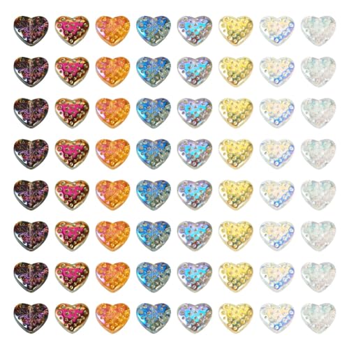 120Pcs Glass Heart Beads Electroplate Love Heart Glass Beads AB Color Plated Sweet Heart Spacer Beads for DIY Valentine Necklace Bracelet Earring Jewelry Making - color: Heart # 2