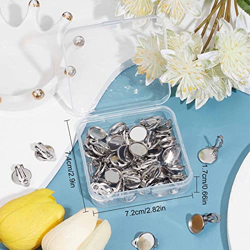 SUNNYCLUE 1 Box 50Pcs Clip on Earrings Findings Earring Cabochon Settings Stainless Steel Earring Converters Round Flat Back Tray Earring Clips for Non Pierced Ears Women Jewelry Making DIY Crafts - color: 50pcs Stainless Steel Earring Clips