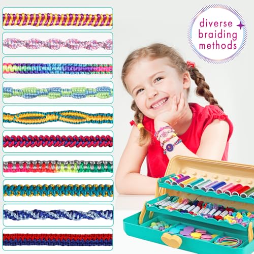 TingingYuli Friendship Bracelet Making Kit for Girls 8-12, DIY String Bracelet Maker with 3-Layer Storage Box, Arts and Crafts for Kids Ages 6-12, Easter Christmas Birthday Gift Set - color: Yellow/Blue