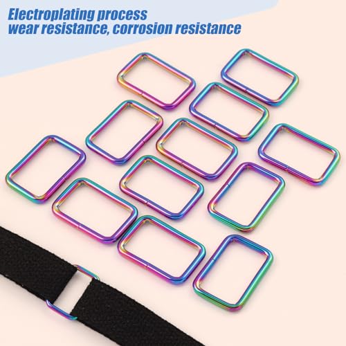 PECMER Rainbow 1 Inch Rectangle Rings for Purses and Bags 12 PCS Adjustable Waist Buckle Replacement Purse Hardware for Bag Making Webbing 25MM - color: 25mm Rectangle Ring-12pcs