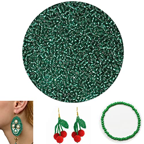 2100 Pcs Size 6/0 Glass Seed Beads, 4 mm Emerald Small Mini Spacer Loose Pony Beads for Jewelry Making and DIY Crafts - color: Emerald, size: Large