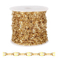 [33FT] 18K Gold PVD Plated Lip Chains for Jewelry Making 2MM Stainless Steel Sparkly Link Chain Bulk for Necklace Bracelet - color: Gold