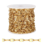 [33FT] 18K Gold PVD Plated Lip Chains for Jewelry Making 2MM Stainless Steel Sparkly Link Chain Bulk for Necklace Bracelet - color: Gold
