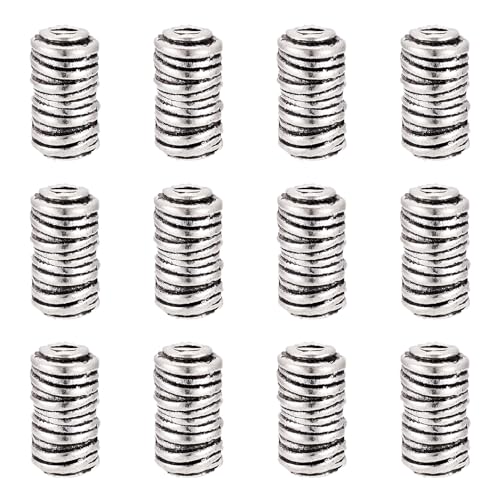Craftdady 20Pcs Antique Silver Column Spacer Beads 11x6mm Tibetan Metal Tube Loose Beads for Jewelry Making Hole: 2.5mm