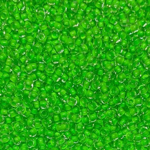 Czech 8/0 Silver Lined Glass Seed Beads 20 Grams 800 Pcs Multi Colors (Neon Green) - color: Neon Green