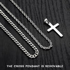 Yooblue Cross Necklace for Men, Gold Black Silver Mens Cross Necklaces Stainless Steel Cross Pendant Necklace Simple Jewelry Gifts Cross Chain Necklaces for Men - color: "Silver, style: 20in/22in
