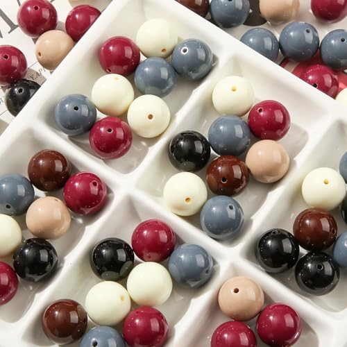 20mm Retro Color Acrylic Beads 180pcs Chunk Bubblegum Bead Pen Ball Beads for Pen Bag Jewelry Making Necklace Bracelets(Black&Brown) - color: black&brown