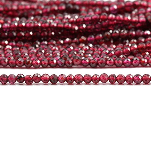 Natural Stone Beads Garnet Gemstone Faceted Loose Beads for DIY Jewelry Making Necklace Bracelrt 2 Strands/Pack Length 15" Size 4.5mm - size: 4.5mm
