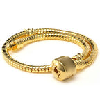 RUBYCA 5pcs 6.7" Gold Color Clasp European Snake Chain Charm Bracelet fit Charm Beads DIY - color: Gold, size: 17 CM