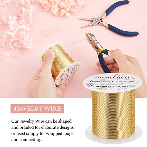 BENECREAT 24 Gauge 87 Yards Jewelry Beading Wire Light Gold Tarnish Resistant Copper Wire for Beading Wrapping and Other Jewelry Craft Making - color: Light Gold, size: 24 Gauge