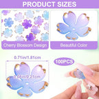 100pcs Cherry Blossom Beads, 5-Petal Gradient Acrylic Flower Beads, Mini Spacer Hair Accessories Halloween Christmas for Bracelets Earring Jewelry Making- Blue & Purple1 - color: Blue & Purple1