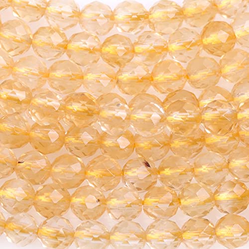 GEM-Inside 3mm Natural Stone Yellow Citrine Quartz Faceted Round Spacer Small Beads for Jewelry Making 15" - color: Yellow Citrine, size: 3mm