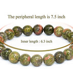 8mm Natural Gemstone Stretch Bracelet, Handmade Unisex Crystal Bracelets for Meditation, Yoga, Spiritual Healing & Positive Energy - color: Epidote