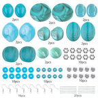 SUNNYCLUE 1 Box DIY 8 Pairs Acrylic Bead Drop Earrings Making Kits Flat Round Oval Rectangle Square Acrylic Beads & Synthetical Turquoise Beads & Earring Hooks for Beginner