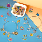 SANNIX 120Pcs Mixed Sun Star Moon Charms Jewelry Making Gold Enamel Charm Pendants for DIY Necklace Bracelet Making Supplies