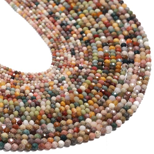 Natural Turquoise Beads, 4mm 90pcs Small Round Faceted Loose Gemstones for DIY Jewelry Making, Handmade Bracelet and Necklace Crafting, with Size Card - color: Turquoise, size: 4mm