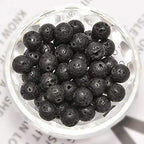 NCB 200pcs 4mm Beads Natural Semi Precious Beads Round Smooth Gemstones Loose Spacer Beads Charms for Necklaces Bracelets Jewelry Making (Black Volcanic Lava, 4mm 200Beads) - color: Black Volcanic Lava, size: 4mm 200Beads