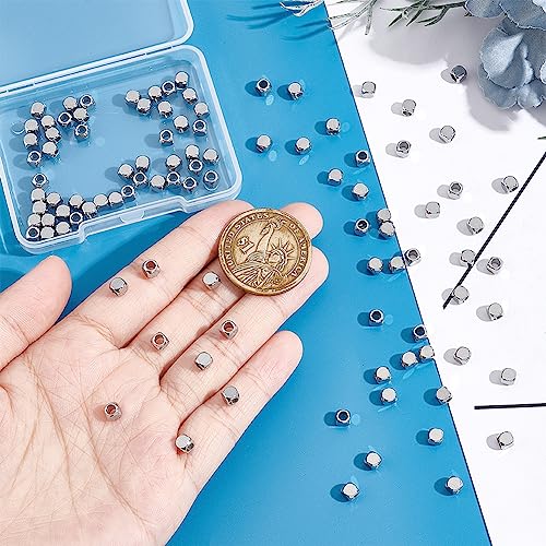 UNICRAFTALE 100pcs 4mm Stainless Steel Spacer Beads - Square, Smooth, Finding for DIY Bracelet, Necklace, Jewelry Making - color: Stainless Steel Color