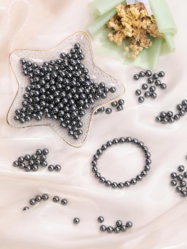 Jovivi 8mm Natural Hematite Gemstone Beads for Jewelry Making,96pcs Energy Healing Crystals Polished Round Smooth Stone Beads,Genuine Real Stone Beads for Bracelet Necklace - color: Hematite