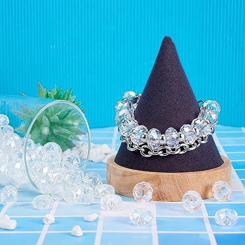 Pandahall 100pcs Glass European Beads Large Hole Beads Round Faceted Rondelle Slide Charms No Metal Core for Bracelet Jewelry Makings Crystal AB 14mm in Diameter