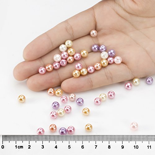 BEADNOVA Satin Pearls Beads for Crafts Tiny Loose Imitation Glass Pearls for Jewelry Making (6mm, 500pcs, Multi Color) - color: 6mm 500pcs Mix Lot M01