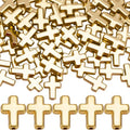 60 Pcs Cross Charms for Jewelry Making, Religious Cross Beads for Bracelets, Crosses for Jewelry Making, Bracelets, Necklaces, DIY Crafts (Gold) - color: 60pcs, 13x9mm, Gold