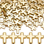 60 Pcs Cross Charms for Jewelry Making, Religious Cross Beads for Bracelets, Crosses for Jewelry Making, Bracelets, Necklaces, DIY Crafts (Gold) - color: 60pcs, 13x9mm, Gold