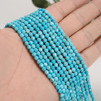 AD Beads Natural Gemstone Diamond-Cut Micro-Faceted 4mm Small Round DIY Necklace Bracelet Jewelry Making Beads (Blue Turquoise) - color: Blue turquoise