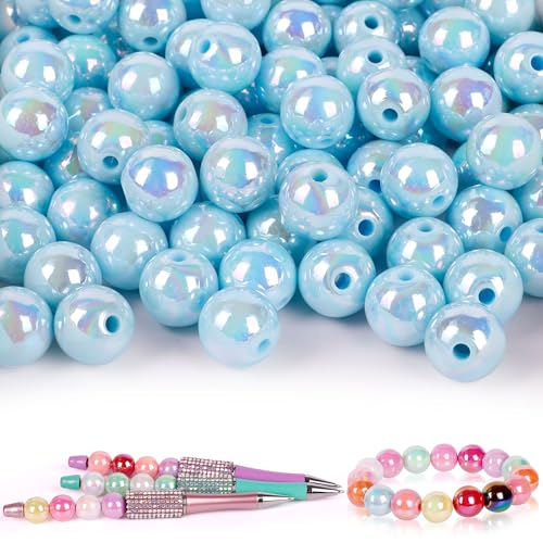 100 Pcs Beads for Pens - Focal Beads for Beadable Pens, Acrylic Bead for Beaded Pen, Rainbow Bead Keychains Bracelets Crafts, Blue - color: Blue, size: 100 pcs