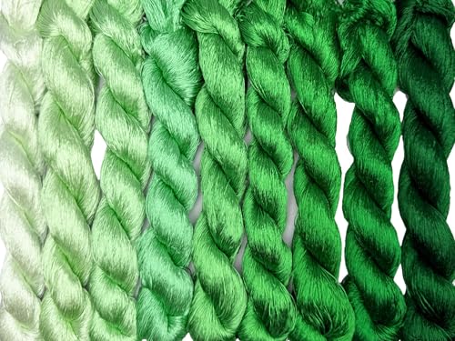 100% Nature Mulberry Handmade Embroidery Silk Thread Woven Jewelry Accessory Artificial Flowers Cross Stitch Floss DIY Sewing Kits 9 Gradient Colors 110m Each (16) - color: 16