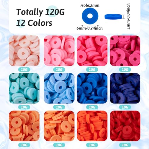 Beadthoven 2820pcs/Box Clay Beads Kit 6mm Vinyl Flat Heshi Bracelet Making Beads Gradient Color Handmade Polymer Clay Preppy Beads for Friendship Bracelet Necklace Jewelry Making DIY Craft Supplies - color: Gradient Color