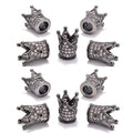 AD Beads Zircon Pave Rhinestones Crown Big Hole Bracelet Connector Spacer Beads (10 Pcs Clear on Gunmetal Crown (9x12mm)) - color: 10 Pcs Clear on Gunmetal Crown (9x12mm)